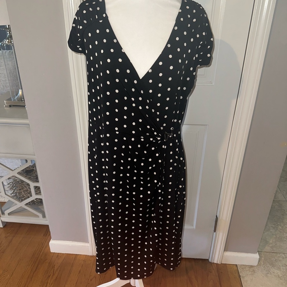 Alfani Black and White Polka Dot Midi Dress